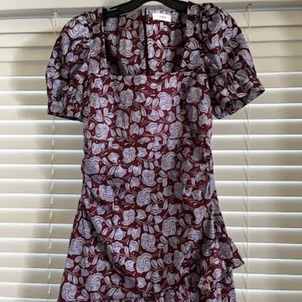 Likely Sandra Ruched Square Neck Minidress in Fig/Lavender Luster
